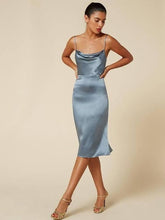 Cargar imagen en el visor de la galería, Vestido Satinado Midi, coctel, formal, casual/ Satin Midi Dress, cocktail, formal, casual