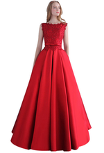 Cargar imagen en el visor de la galería, Vestido Princesa, Cuello redondo,/ Graduación/ Boda / Noche / Evening Princess dress, round neck with lace /Brodesmaid