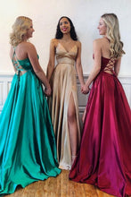 Cargar imagen en el visor de la galería, Vestido Princesa, Escote V, Tirantes cruzados, Abierta en pierna/ Graduación/ Boda / Noche /Fiesta