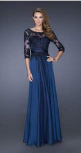 Cargar imagen en el visor de la galería, Vestido Princesa, Torso de encaje Manga 3/4 mamá de la novia / Pricess evening dress with sleeve and lace mom of the bride