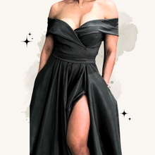 Cargar imagen en el visor de la galería, Vestido largo princesa hombro caído off shoulders con bolsillos
