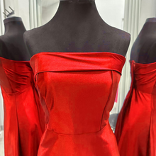 Cargar imagen en el visor de la galería, Vestido midi strapless línea A escote recto
