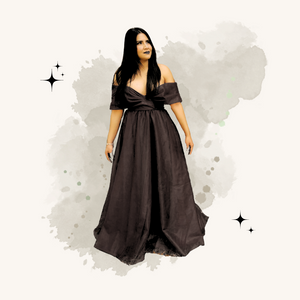 Vestido largo princesa hombros caídos offshoulders