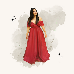 Vestido largo princesa hombros caídos offshoulders