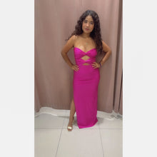 Cargar imagen en el visor de la galería, Vestido largo recto strapless rosa

