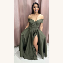 Cargar imagen en el visor de la galería, Vestido largo princesa hombro caído off shoulders con bolsillos
