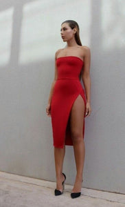 Vestido Strapless ceñido Midi, coctel, formal, casual/ Fitted Strapless Midi Dress, cocktail, formal, casual