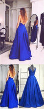 Cargar imagen en el visor de la galería, Vestido Princesa, Escote en V, Espalda descubierta, Tirantes Spaguetti/ Graduación/  Noche / Evening Prom backless V neck dress

